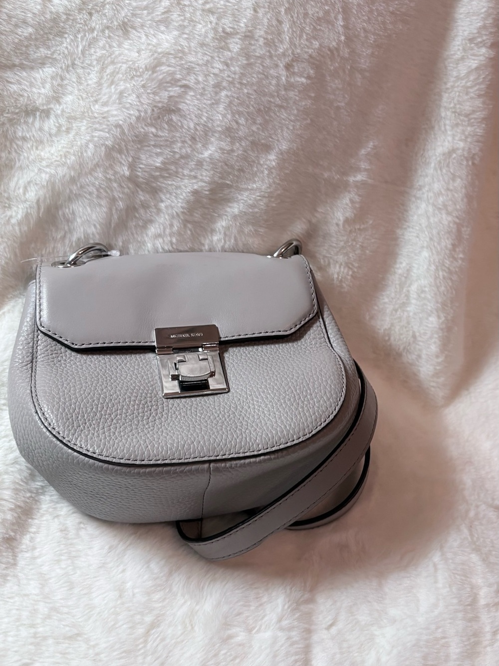 Michael Kors Light Gray Pebbled Leather Crossbody Bag
